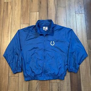 Vintage logo athletic Indianapolis colts nfl blue nylon windbreaker jacket large